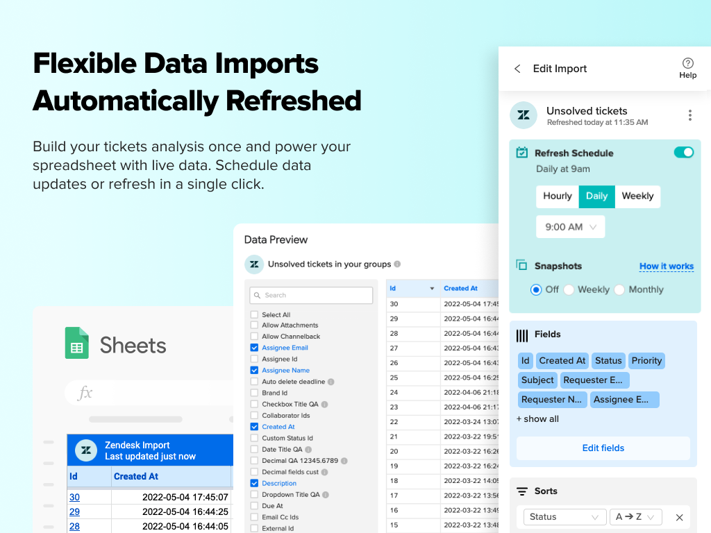 Google Sheets Connector By Coefficient App Integration With Zendesk Support